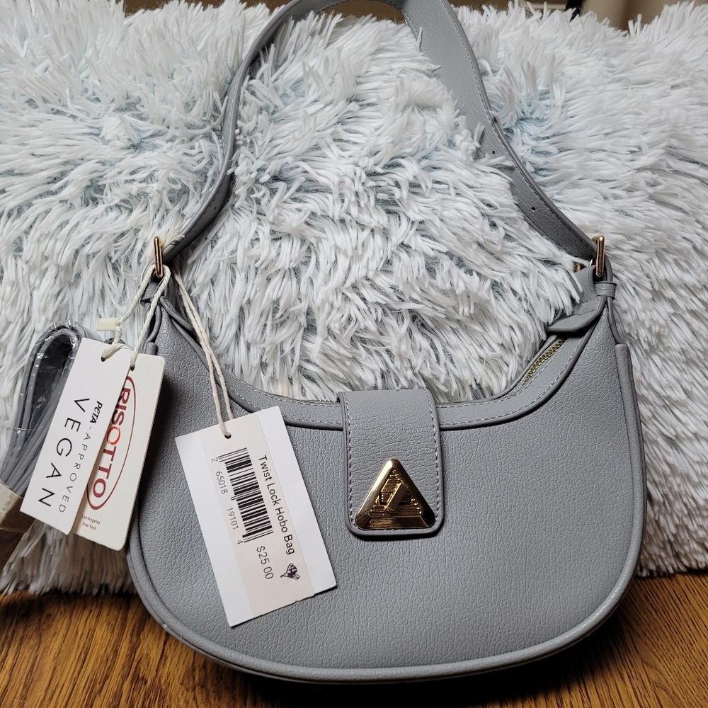 ☘️NWT Risotto Gray Hobo Bag With Cross Body Strap.